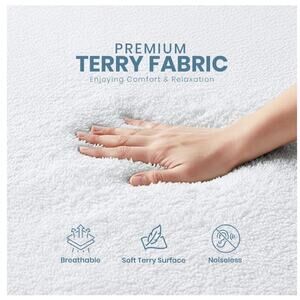 Full Mattress Protector Waterproof Terry Cover Deep‎ Pocket White New